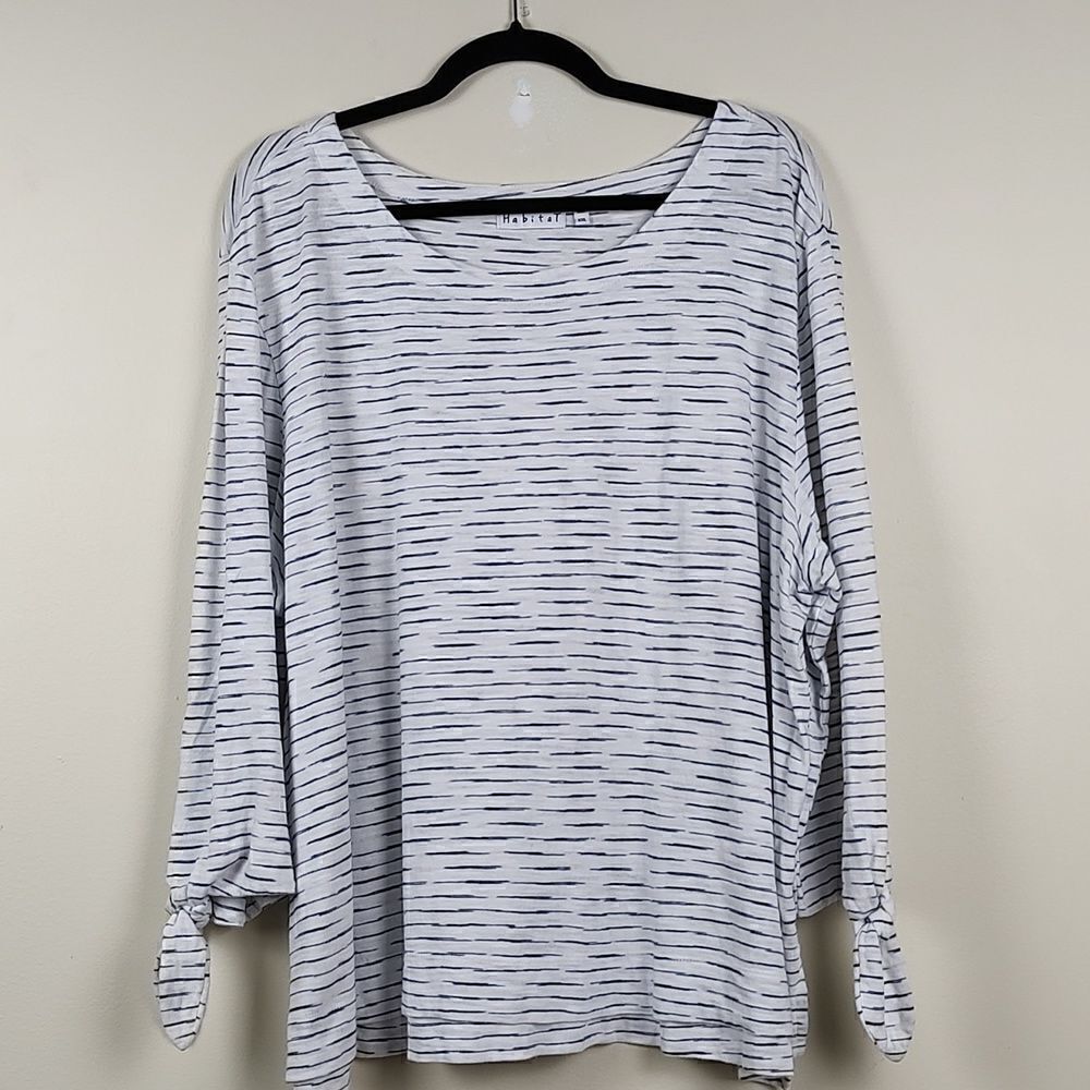 Habitat Beachy Striped Tie Sleeve Cotton Top